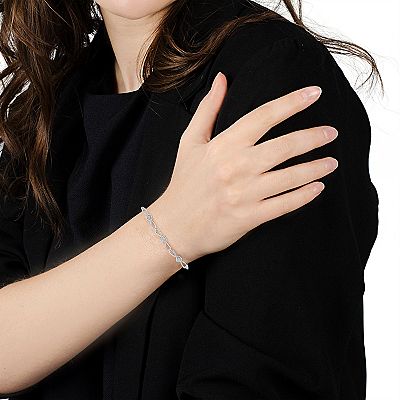 Sterling Silver Diamond Heart Infinity Adjustable Bolo Bracelet Sterling Silver Diamond Heart Infinity Adjustable Bolo Bracelet