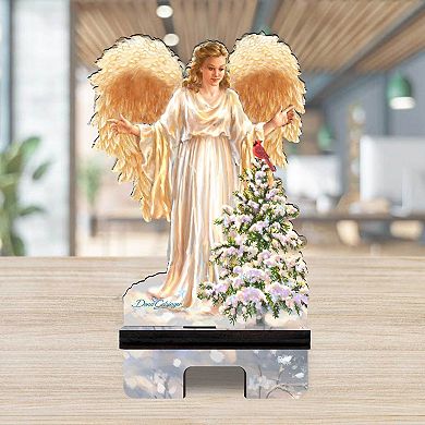 Woodland Angel Cell Phone Stand Christmas Decor Wood Mobile Holder Organizer