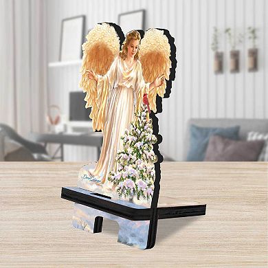 Woodland Angel Cell Phone Stand Christmas Decor Wood Mobile Holder Organizer