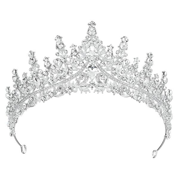 Women Faux Crystal Princess Crowns Tiara Rhinestone Tiaras Silver Tone ...