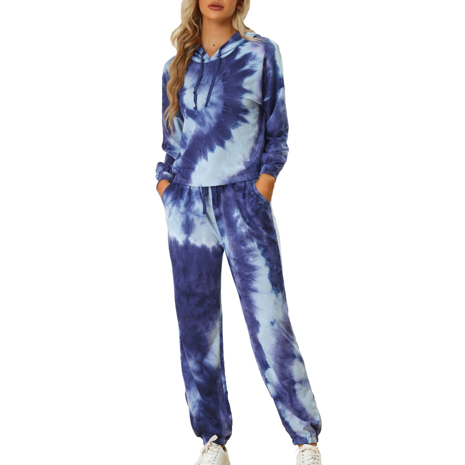 Women's Tie Dye Jogger Set – 2 Piece Hoodie & Sweatpants Lounge Outfit, Soft Cotton Spandex Tracksuit