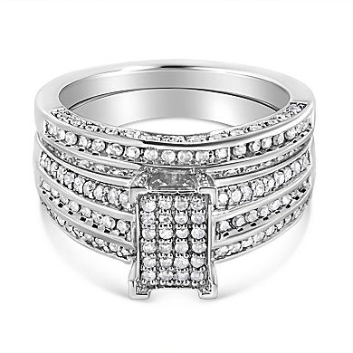 Haus of Brilliance Sterling Silver 3/4 Carat T.W. Diamond Composite Engagement Ring Set
