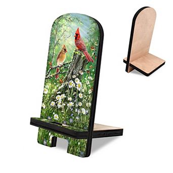 Cardinals Appear When Angels Are Near Cell Phone Stand Inspirational Decor Wood Mobile Holder Organizer