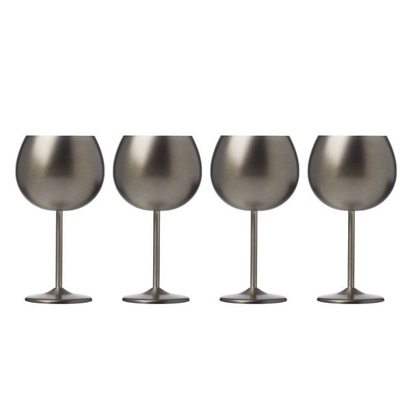 Cambridge Set of 4 18-oz Stainless Steel Wine Glasses