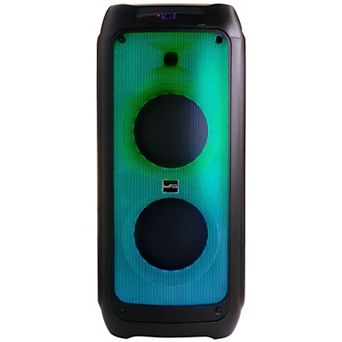 beFree Sound 2 x 8" Wireless Rechargeable Bluetooth Party Speaker with LED Illuminating Lights