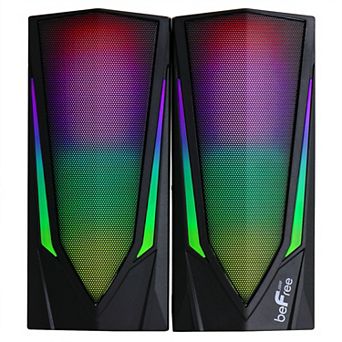 beFree Sound 2.0 Computer LED Gaming Speakers