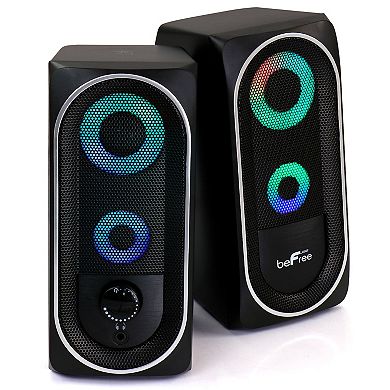 beFree Sound 2.0 Computer Gaming Speakers with LED RGB Lights