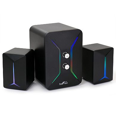 beFree Sound Computer Gaming 2.1 Speaker System with Color LED Lights