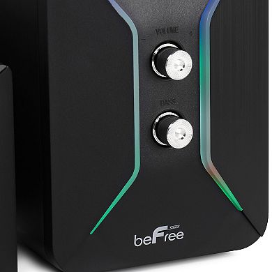 beFree Sound Computer Gaming 2.1 Speaker System with Color LED Lights