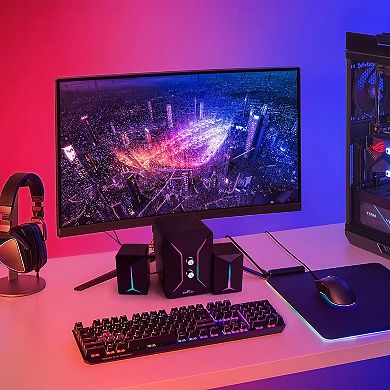 beFree Sound Computer Gaming 2.1 Speaker System with Color LED Lights