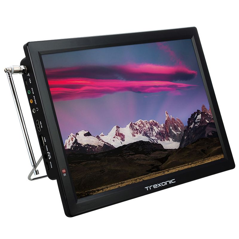 Trexonic Portable Rechargeable 14-in. LED TV & Built-In Digital Tuner, Black