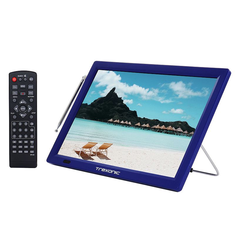 Trexonic Portable Rechargeable 14-in. LED TV & Built-In Digital Tuner, Blue