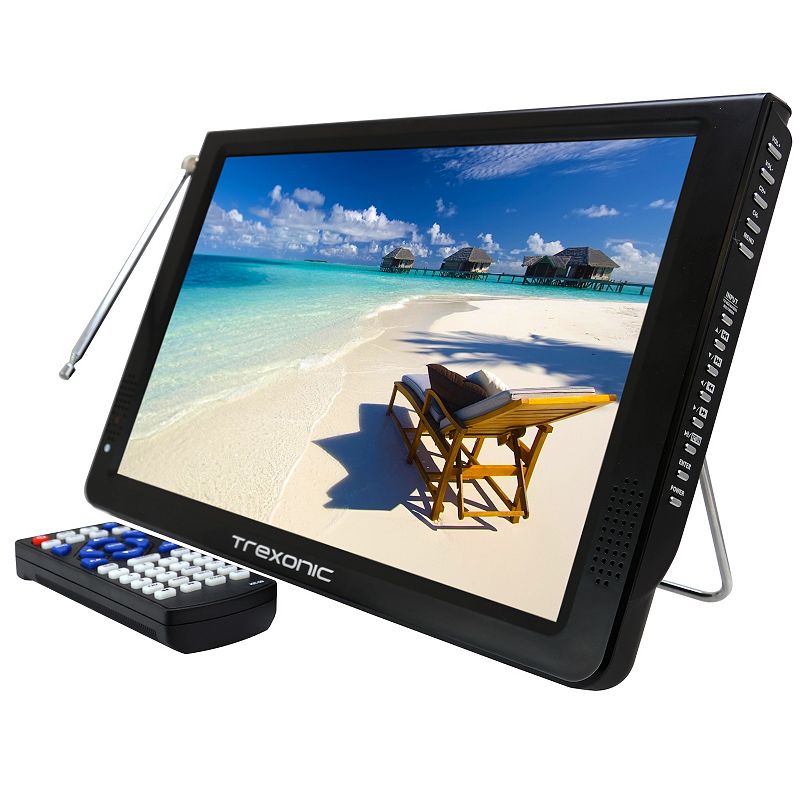 Trexonic 12-in. Ultra Lightweight Rechargeable Widescreen Portable TV, Black
