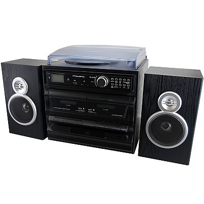 Trexonic 3-Speed Vinyl Turntable Home Stereo System with CD Player