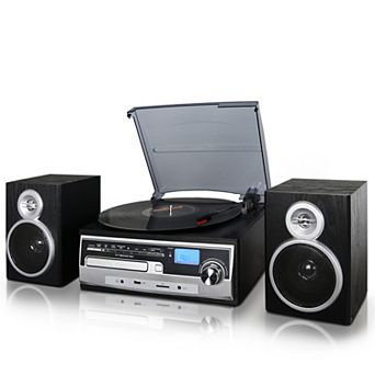 Trexonic 3-Speed Vinyl Turntable, CD Player, & Bluetooth Home Stereo System