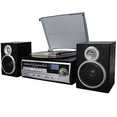 Trexonic 3-Speed Vinyl Turntable, CD Player, & Bluetooth Home Stereo System