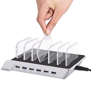 Trexonic 10.2A 6-Port USB Charging Station with 6 Device Slots