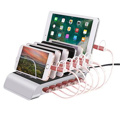 Trexonic 10.2A 6-Port USB Charging Station with 6 Device Slots