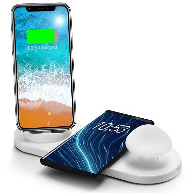 Trexonic Charger 3-in-1 Wireless Charging Station & Soft Light Toadstool Lamp