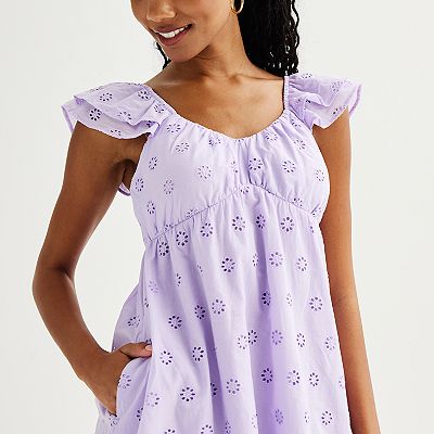 Juniors' SO Flutter Shoulders Babydoll Mini Dress