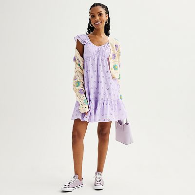 Juniors' SO Flutter Shoulders Babydoll Mini Dress