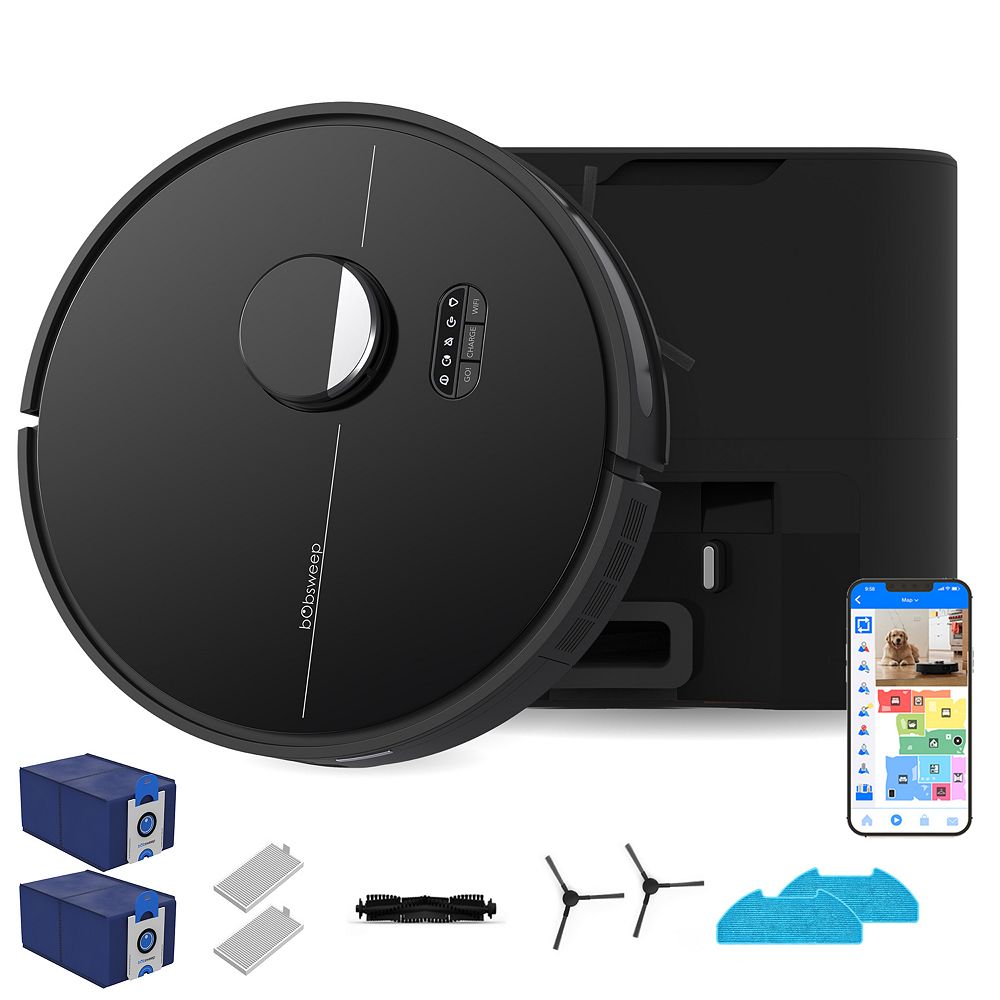 bObsweep Dustin Wi-Fi Connected Self-Emptying Robot Vacuum and Mop