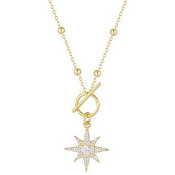 Sunkissed Sterling 14k Gold Over Silver Cubic Zirconia North Star Toggle Necklace