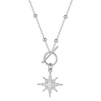 Sunkissed Sterling 14k Gold Over Silver Cubic Zirconia North Star Toggle Necklace