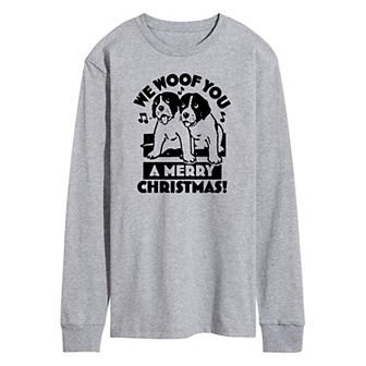 Men's We Woof You Merry Christmas Long Sleeve Graphic Tee
