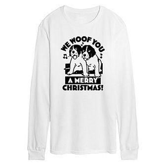 Men's We Woof You Merry Christmas Long Sleeve Graphic Tee