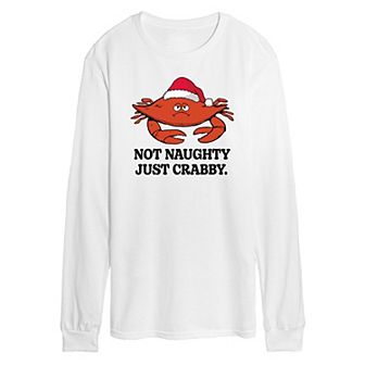 Men's Not Naughty Just Crabby Long Sleeve Graphic Tee
