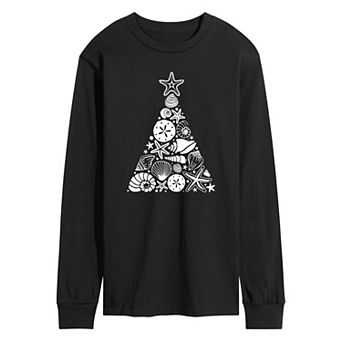 Men's Sea Shell Christmas Tree Long Sleeve Graphic Tee