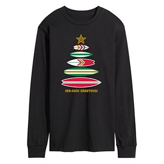 Men's Sea Sun Greetings Surfboard Tree Long Sleeve Graphic Tee