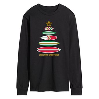 Men's Sea Sun Greetings Surfboard Tree Long Sleeve Graphic Tee