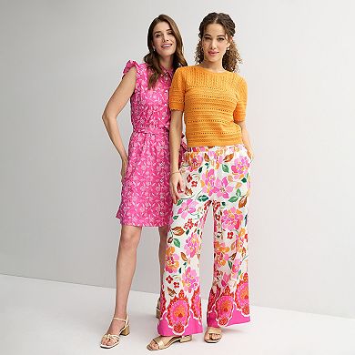 Women's Draper James Printed Wide-Leg Linen Pants