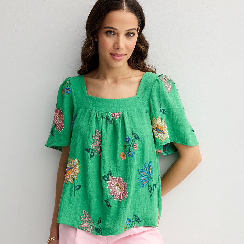 Women's Draper James Squareneck Puff Sleeve Top