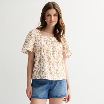 Women's Draper James Squareneck Puff Sleeve Top