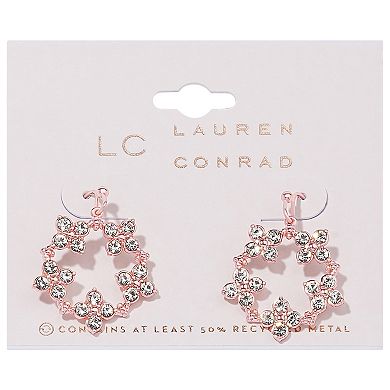 LC Lauren Conrad Rose Gold Tone Crystal Floral Ring Drop Earrings