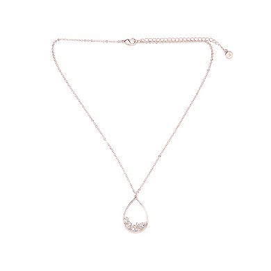 LC Lauren Conrad Rose Gold Tone Crystal Open Teardrop Pendant Necklace