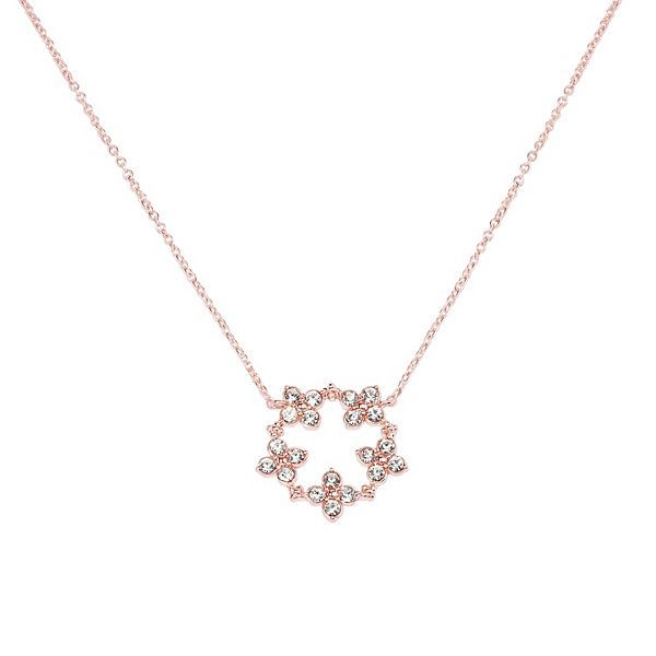 LC Lauren Conrad Rose Gold Tone Chain Crystal Stone Floral Pendant Ring ...