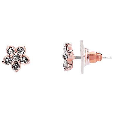 LC Lauren Conrad Rose Gold Tone Crystal Vine Necklace & Flower Stud Earrings Set