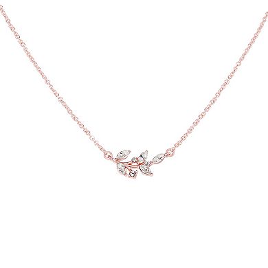 LC Lauren Conrad Rose Gold Tone Crystal Vine Necklace & Flower Stud Earrings Set