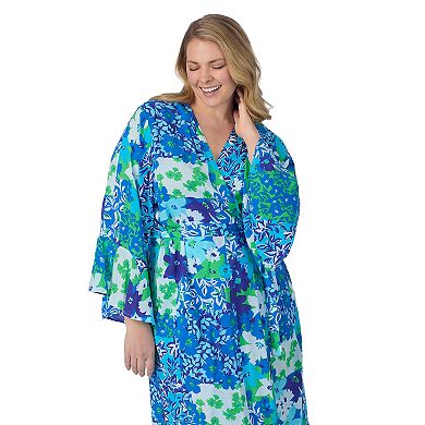 Plus Size Women's Beauty Sleep Social Woven Midi Robe