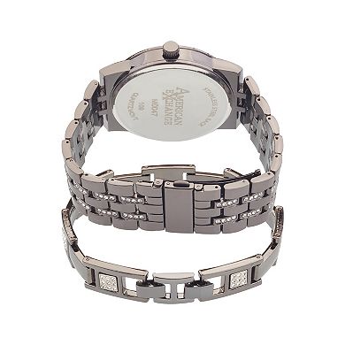 American Exchange Men's Silver Tone Chronograph Watch & Bracelet Set