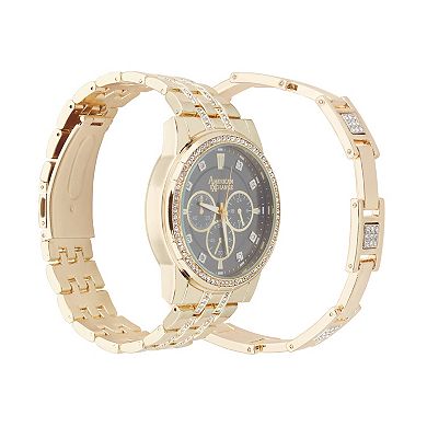 American Exchange Men's Gold Tone Chronograph Watch & Bracelet Set