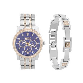 American Exchange Men's Two Tone Chronograph Watch & Bracelet Set