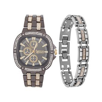 American Exchange Men's Two Tone Chronograph Watch & Bracelet Set