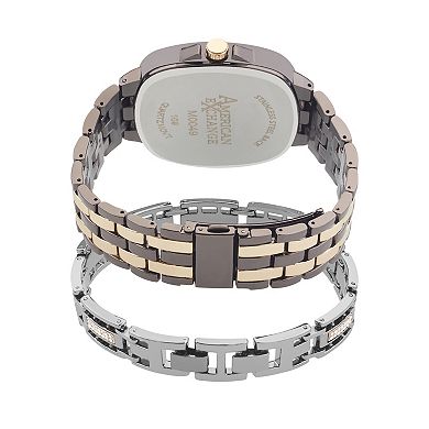 American Exchange Men's Two Tone Chronograph Watch & Bracelet Set
