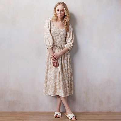 fitted lace wedding dress Anne Klein Smocked Maxi Dress