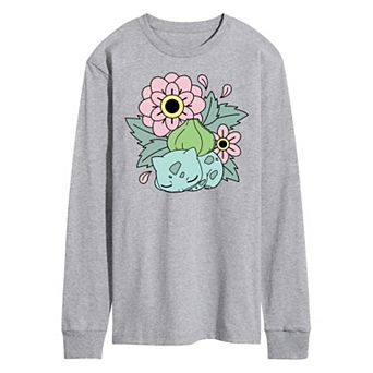 Men's Pokémon Bulba Flowers Long Sleeve Graphic Tee